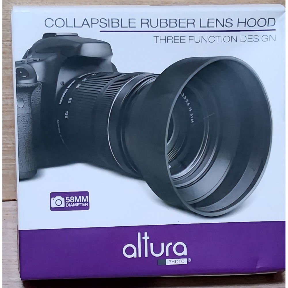 Lot of 3 Altura Photo Collapsible Rubber Lens Hood 58mm | DSLR Camera Accessory